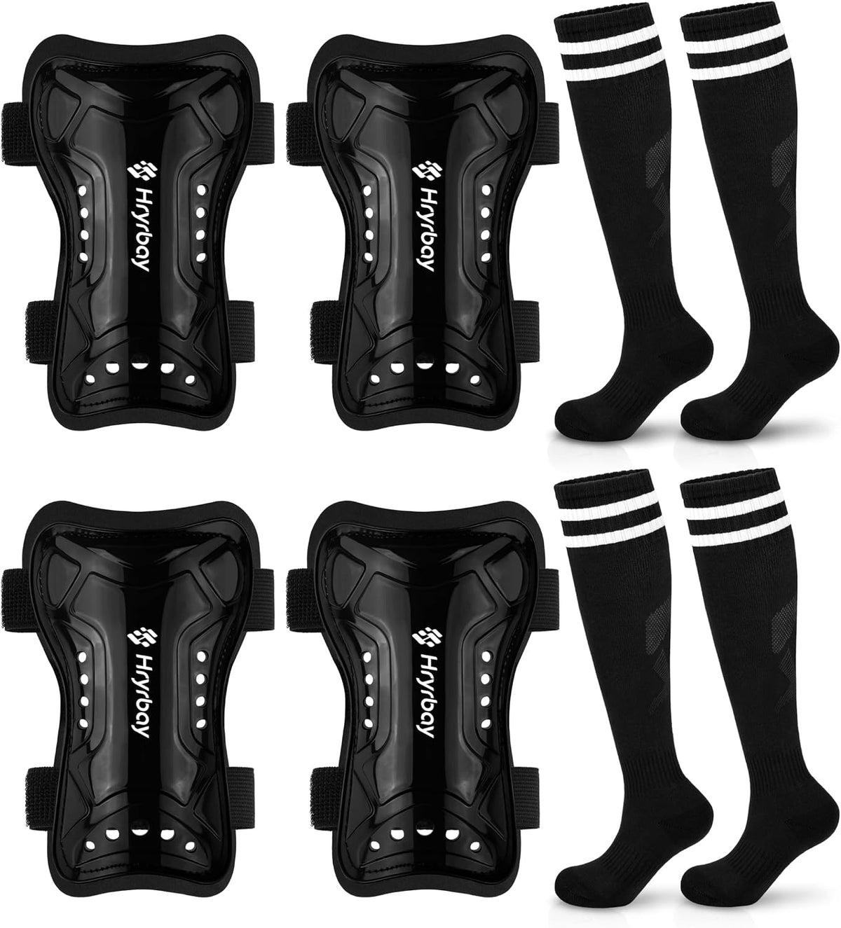 Hryrbay Kids Soccer Shin Guards and Socks Toddler Youth Soccer Shin Pad Set