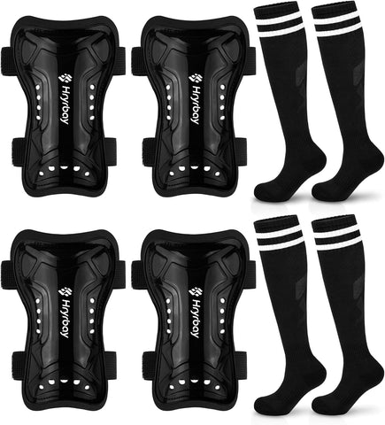 Hryrbay Kids Soccer Shin Guards and Socks Toddler Youth Soccer Shin Pad Set