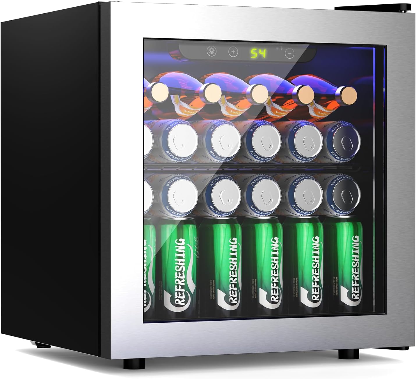 Kismile Beverage 36L Refrigerator Cooler Mini Fridge,1.3 Cu.Ft Drink Fridge for 12 Bottle 50 Can with Quiet Compressor,LED Light,Electronic Temperature Control for Home/Bar/Office