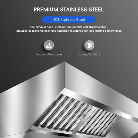 7FT Commercial Exhaust Hood with 3 Detachable U-shaped Grid Oil Filter Mesh