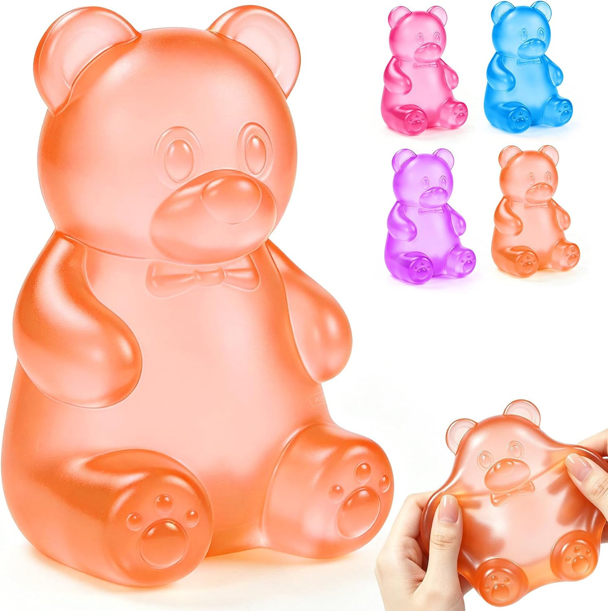 Bear Squishy, Stress Bear Taba Squishy Fidget Toys for Kids, Slow Rising Stress Balls for Adult - Squeeze Balls Party Favors Birthday Gifts- Orange