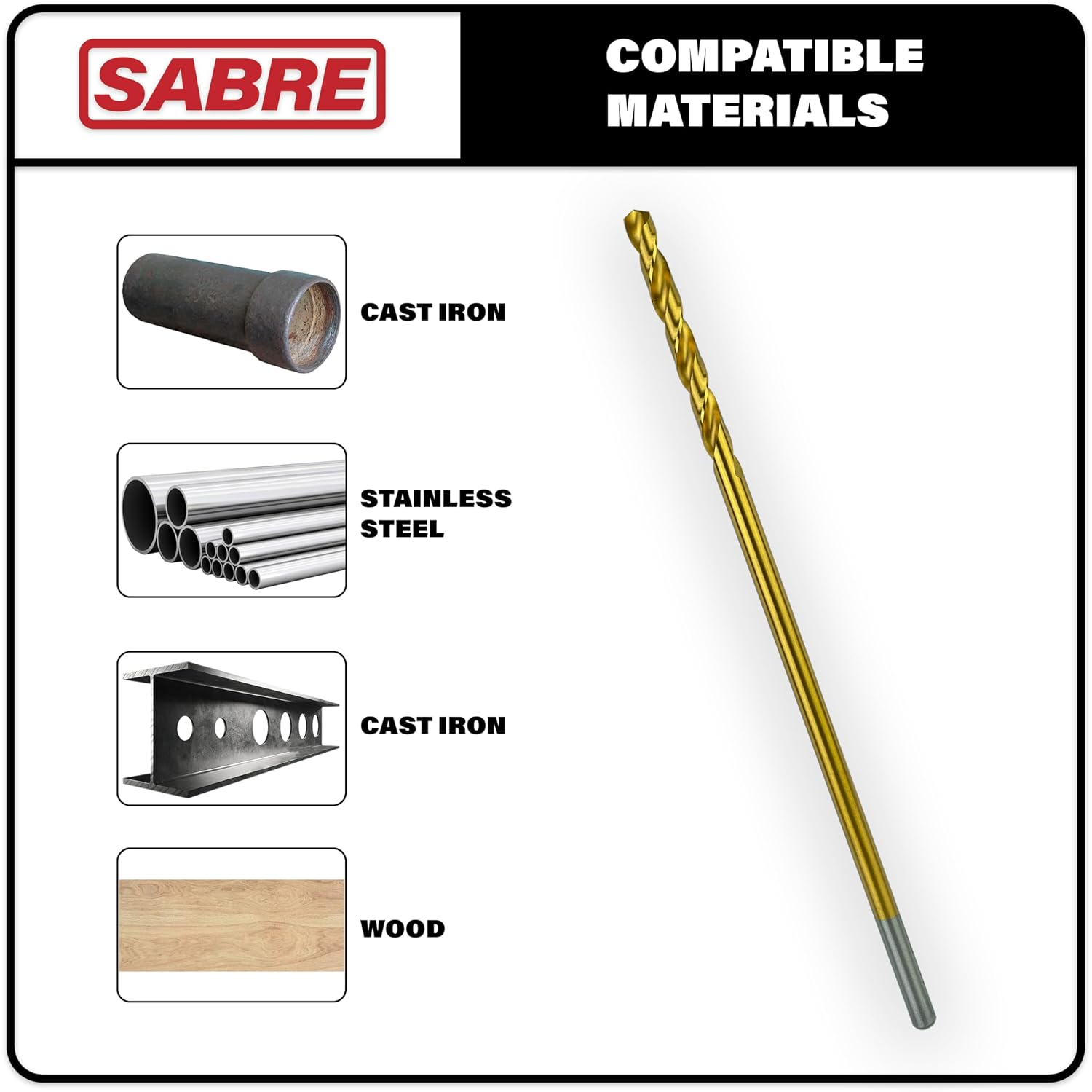Greycore Tools 3/8 Inch x 12 Inch Cobalt Aircraft Extension Bit – M35 Cobalt Drill Bit, Industrial Titanium Coating – Drill Bits for Steel, Hard Metal, Cast Iron, Wood, Plastic (3/8" x 12")