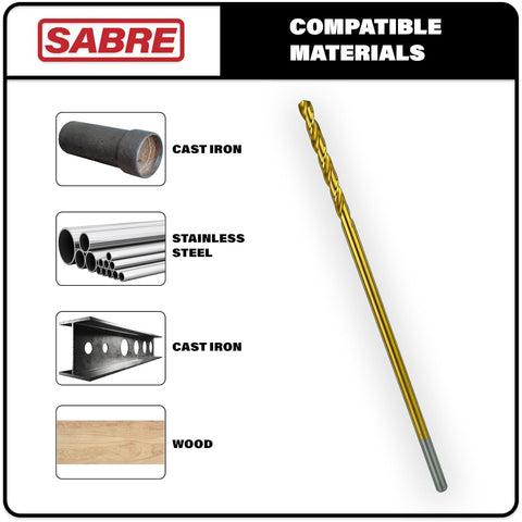 Greycore Tools 3/8 Inch x 12 Inch Cobalt Aircraft Extension Bit – M35 Cobalt Drill Bit, Industrial Titanium Coating – Drill Bits for Steel, Hard Metal, Cast Iron, Wood, Plastic (3/8" x 12")