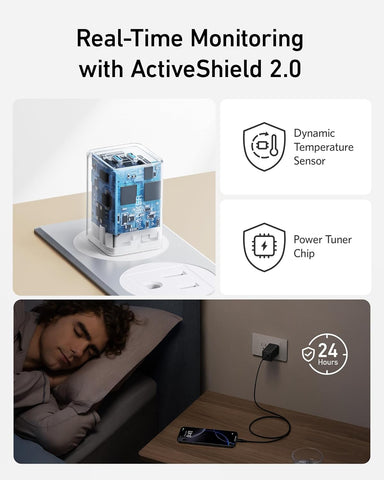 Anker Nano Phone Charger,47W Max 2-Port GaN Fast Charger USB C
