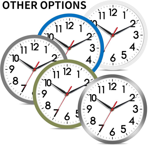 AKCISOT 8 Inch Wall Clock, Silent Battery Operated Analog Clock, Silver