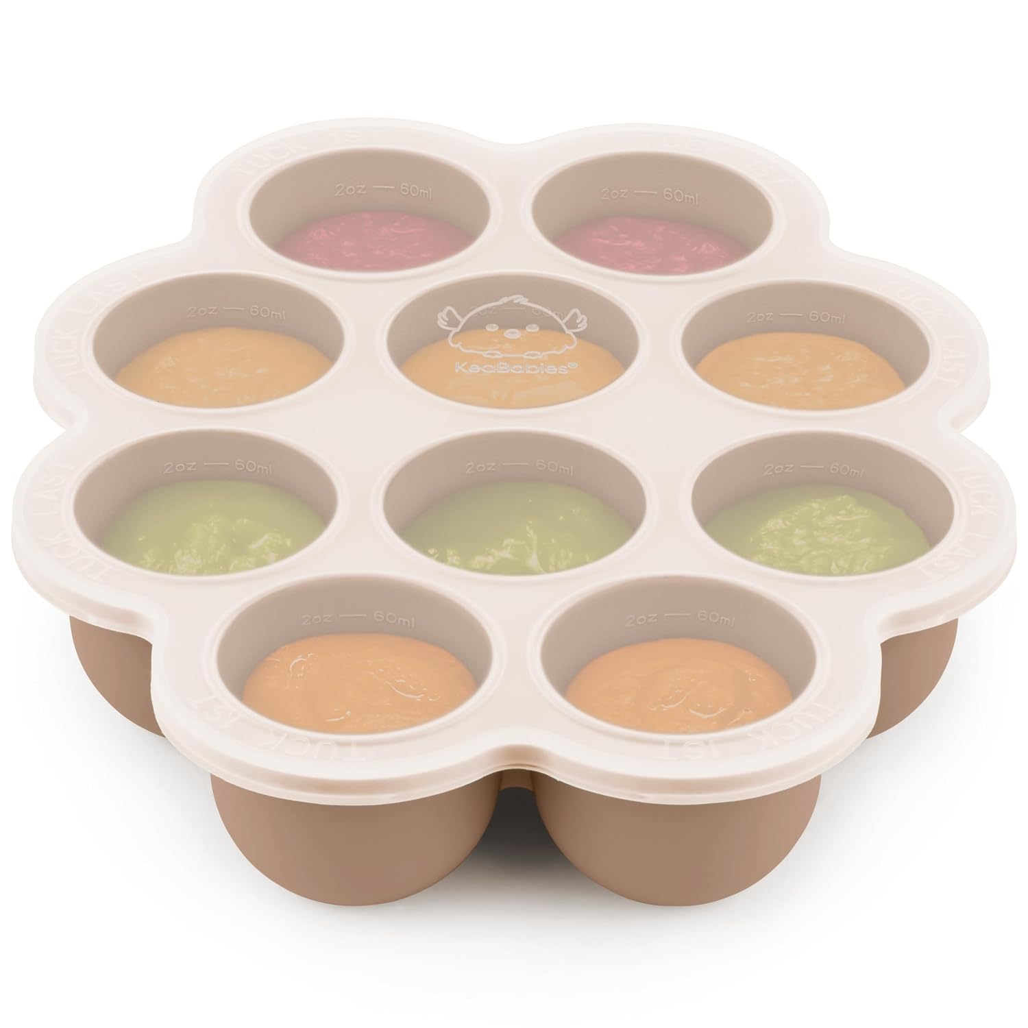 KeaBabies Silicone Food Freezer Trays with Lid, 2oz x 10 Pods, Chai Latte