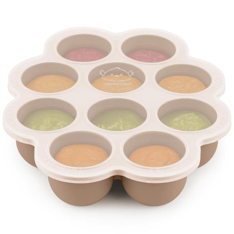 KeaBabies Silicone Food Freezer Trays with Lid, 2oz x 10 Pods, Chai Latte