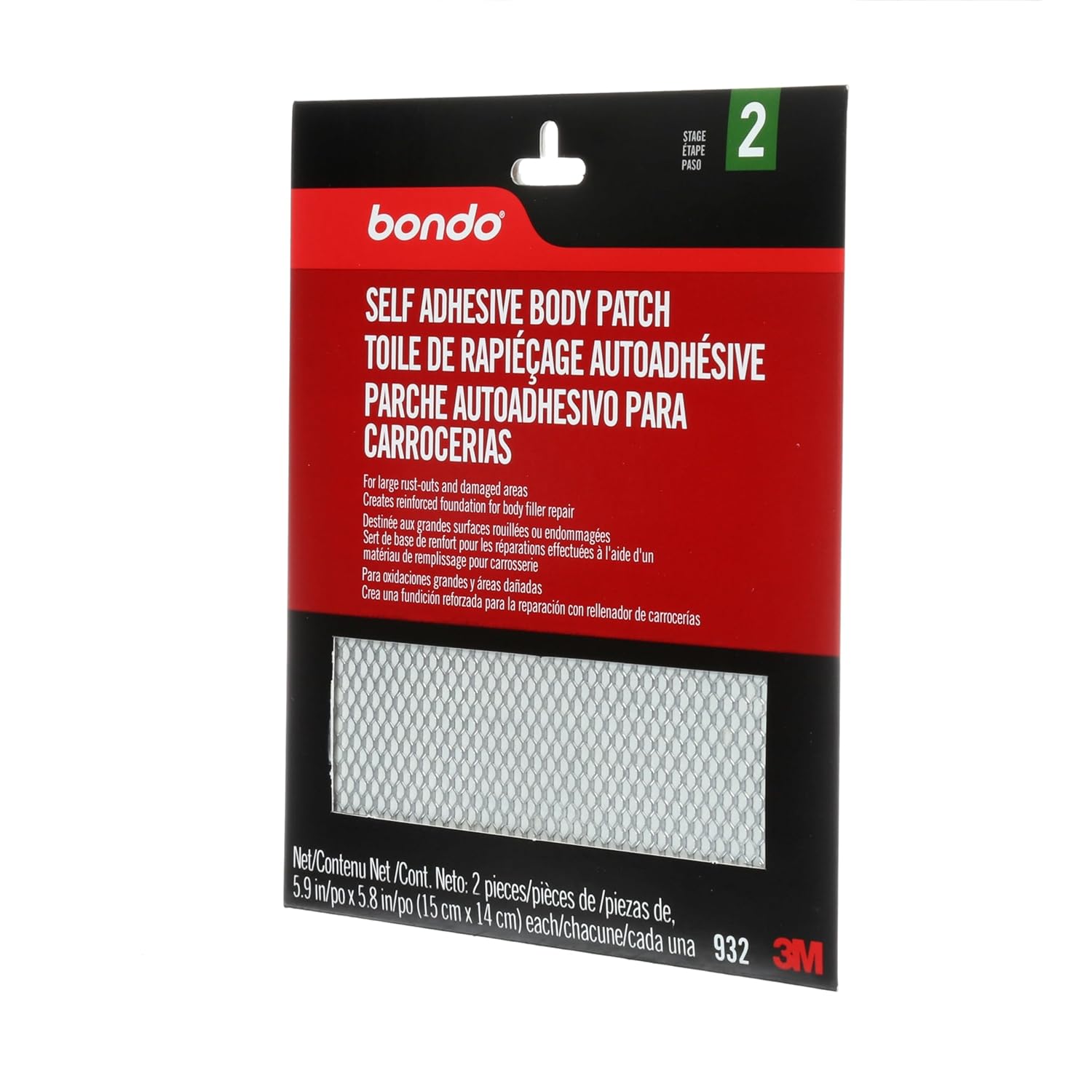 Bondo Self-Adhesive Body Patch, for Large Rust-Outs and Damaged Areas, 5.9 in x 5.8 in, 2 Patches Per Pack, 2-Pack (4 Patches Total)