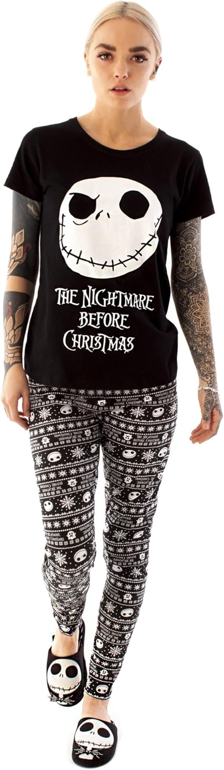 Disney The Nightmare Before Christmas Pajamas Womens Skellington PJ Top Trousers Ladies Sleepwear