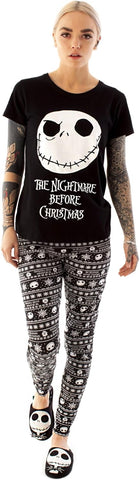Disney The Nightmare Before Christmas Pajamas Womens Skellington PJ Top Trousers Ladies Sleepwear