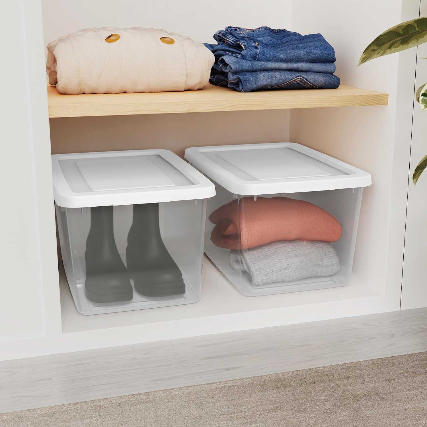 Sterilite Storage Box, Stackable Clear Plastic Bins, 20 Quart, 12-Pack