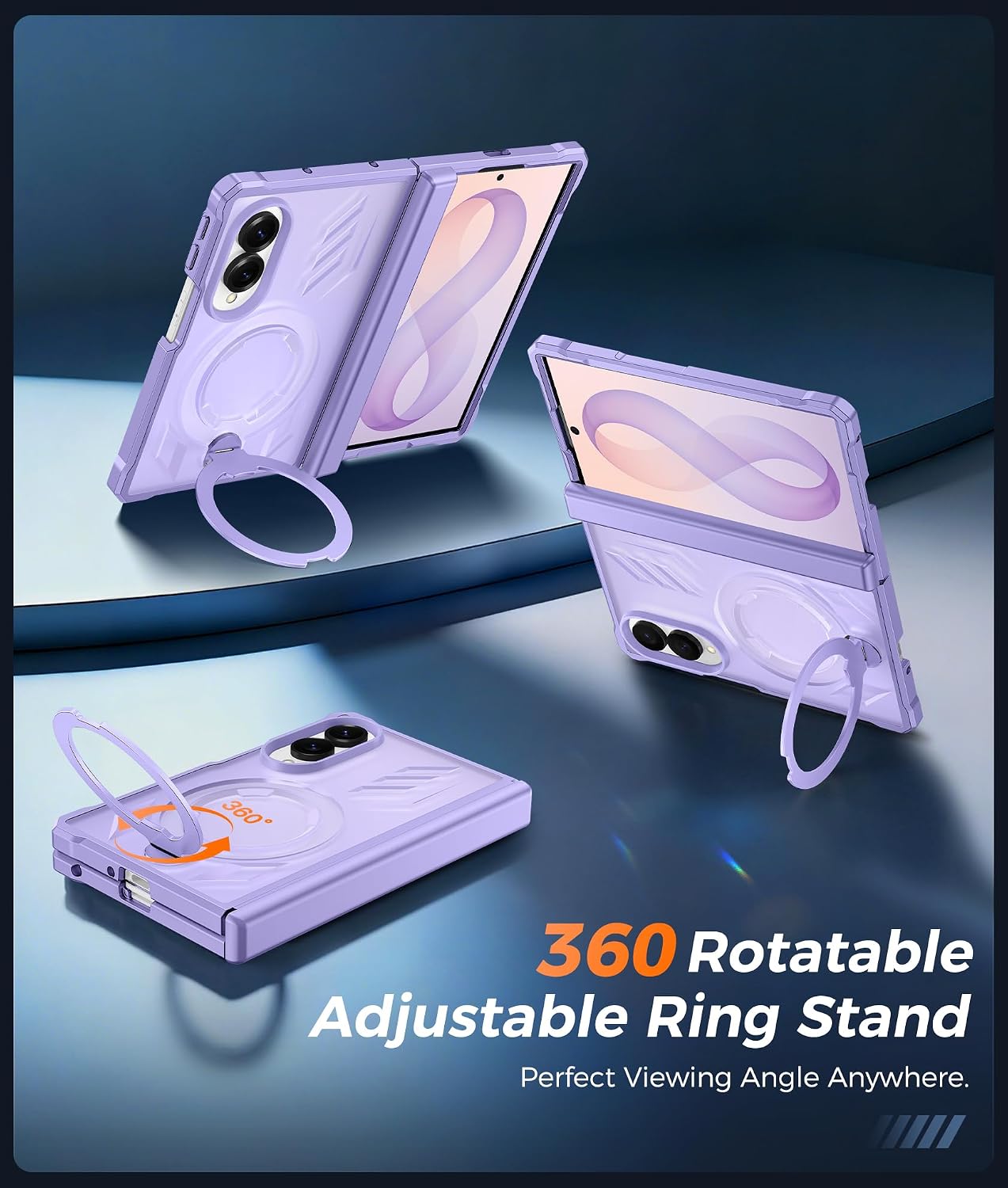 FNTCASE for Samsung Galaxy Z Fold 8 Case with 360 Spin Magnetic Kickstand