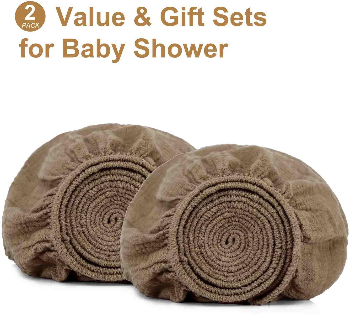 2 Pack Muslin Crib Sheets for Standard Crib Mattress 52" x 28", Taupe