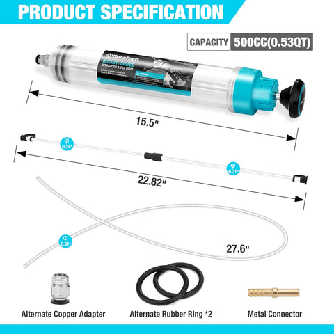 DURATECH 500CC Fluid Extractor with Long Hose and Extension Tubes