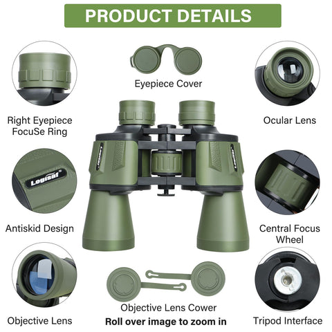 LOGISAF 15x50 HD Binoculars for Adults High Powered - Large View Compact Binoculars with Low Light Vision, Waterproof Binoculars for Bird Watching, Hunting, Hiking Travel Essentials with Carrying Bag