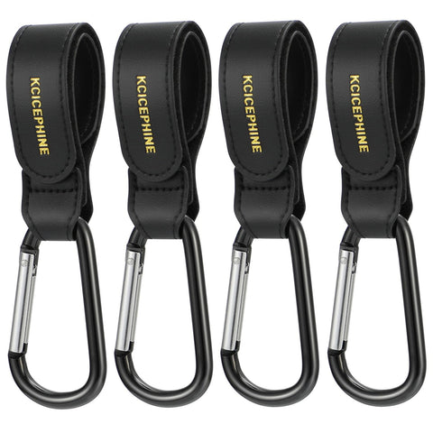 4Pack Universal Baby Stroller Hooks Clips for Hanging Bags and Shopping,Convenient Stroller Straps Accessories Perfect for Uppababy, Babyzen Yoyo, Britax, Bugaboo, Bob, Buggy, Shopping Cart（Black）