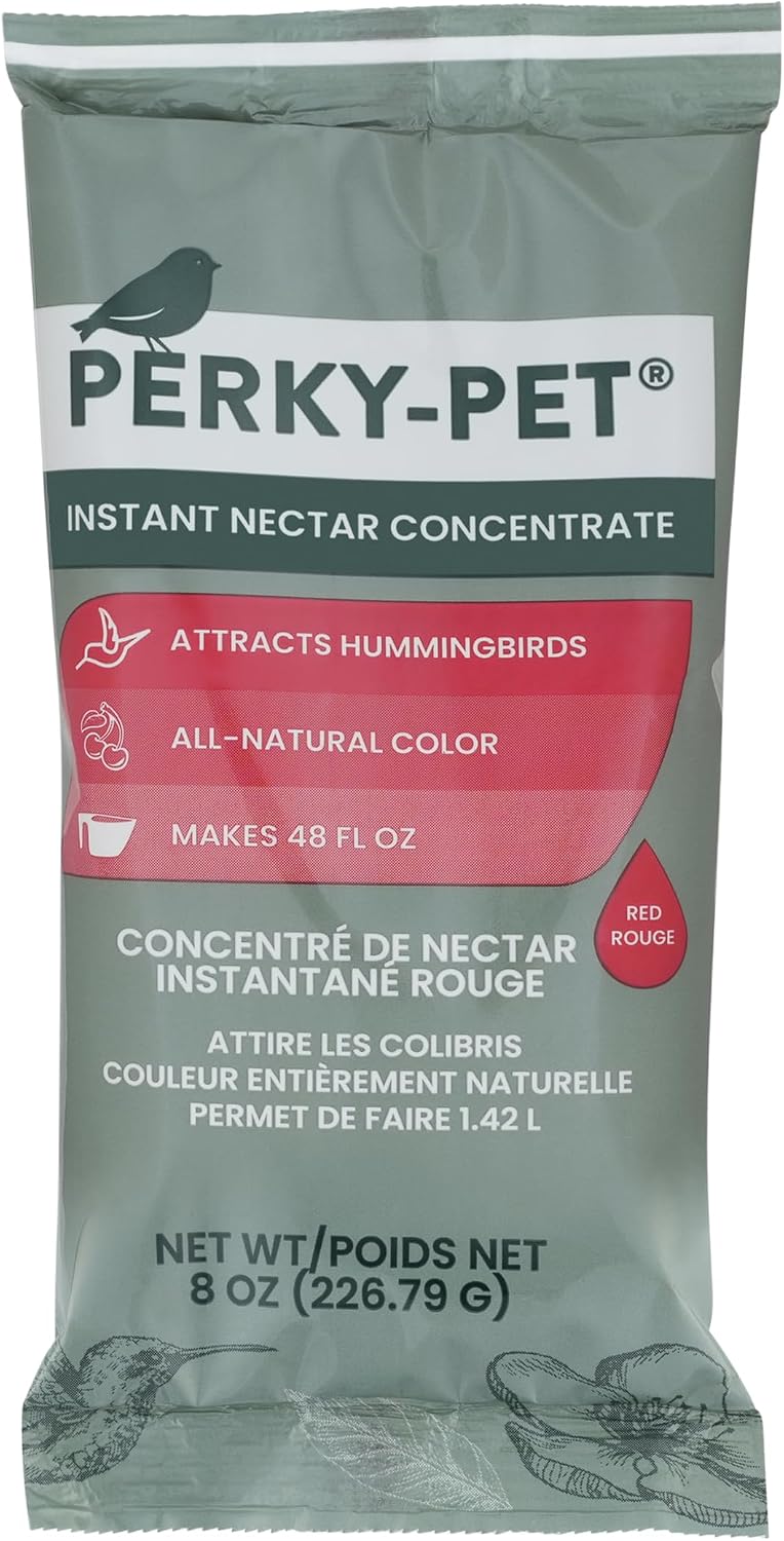 Perky-Pet Hummingbird Nectar Concentrate for Hummingbird Feeders - 8 oz Powder - Makes 48 fl oz Nectar - 240SF - Attract and Feed Humming Birds