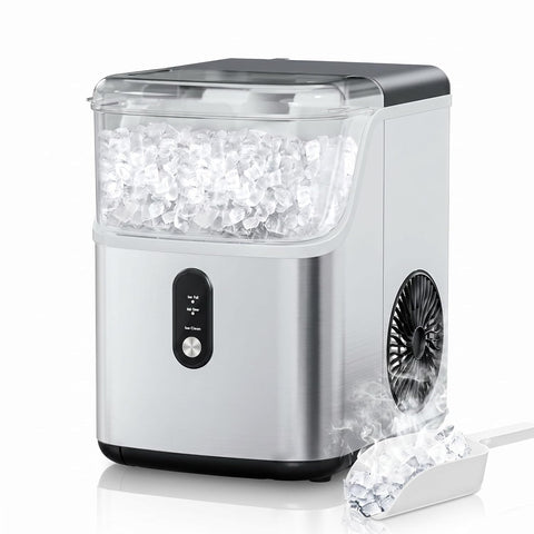 Erivess Nugget Ice Maker Machine Countertop 33lbs/24H, Stainless Steel