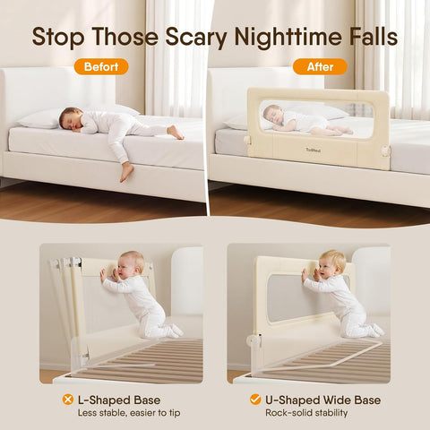 Bed Rail for Toddlers, 47 Inch Foldable Baby Guard