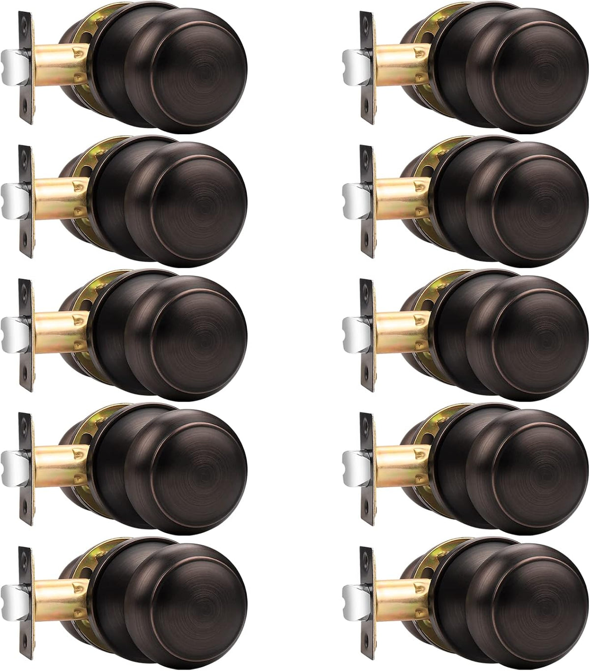 Probrico Oil Rubbed Bronze Door Knobs Interior, Passage Door Knobs for Hallway Closet, Keyless Interior Door Knob, 10 Pack