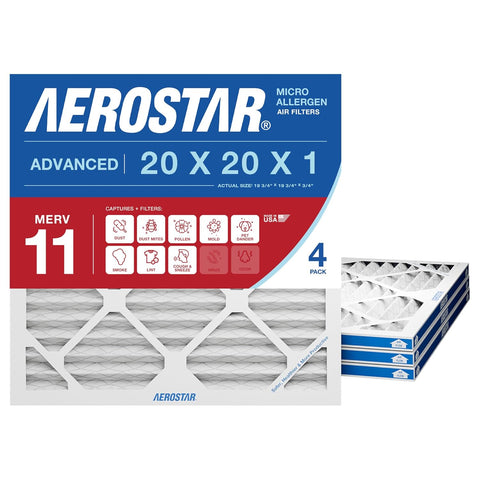 Aerostar Air Filter 20x20x1 MERV 8 AC Filter, HVAC, Furnace Filter, 6 Pack