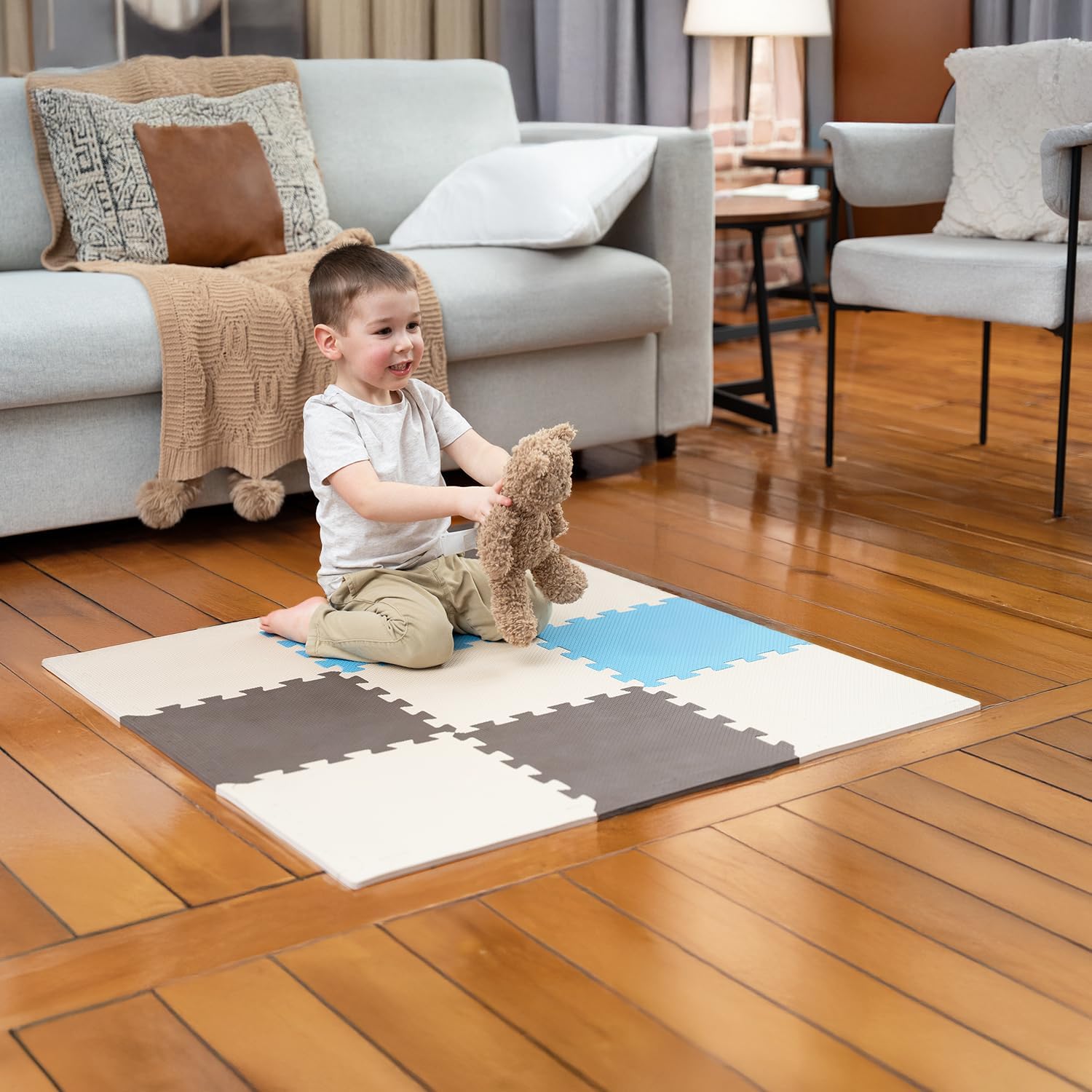 MioTetto Baby Play Mat, Comfortable Playtime Mat – Portable Foam Floor Tiles, Safe Baby mat for Floor for Crawling & Development, Soft Play mat for Babies, Stylish Interlocking Foam Tiles