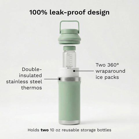 Baby Brezza All Day Portable Breastmilk Cooler, Large 20oz Capacity, Green