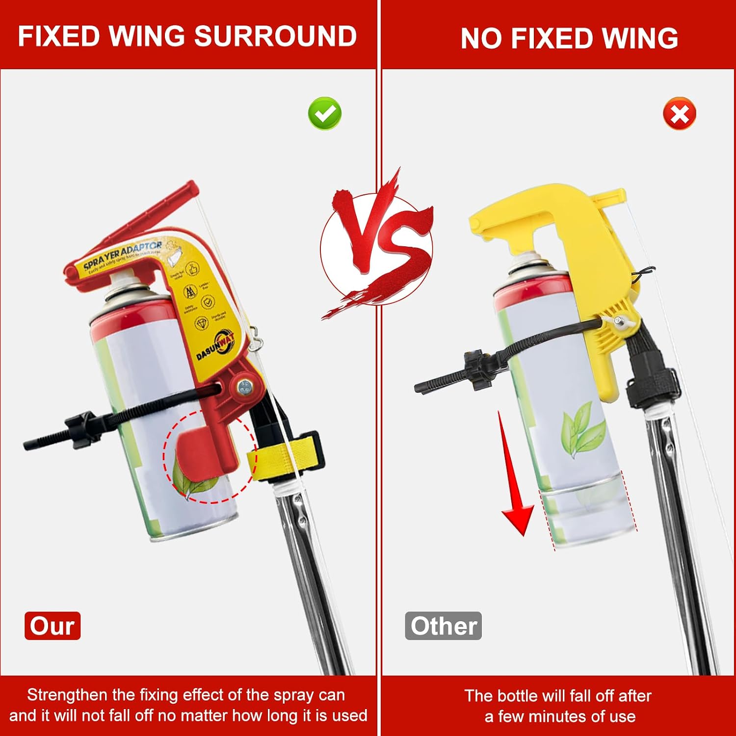 Spray can Extension Pole Adaptor,Adjustment Sprayer Bracket Adaptor, Red