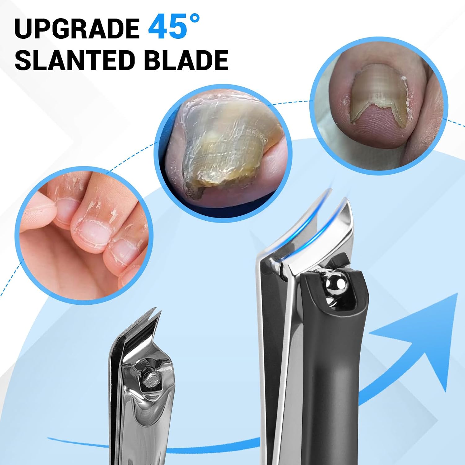 2026 Toenail Clippers for Seniors Thick Toenails, Angled Head Large Toe Nail Clippers for Thick Nails for Men, Heavy Duty Ingrown Toenail Clippers, Long Handle Slanted Nail Clippers Wide Jaw