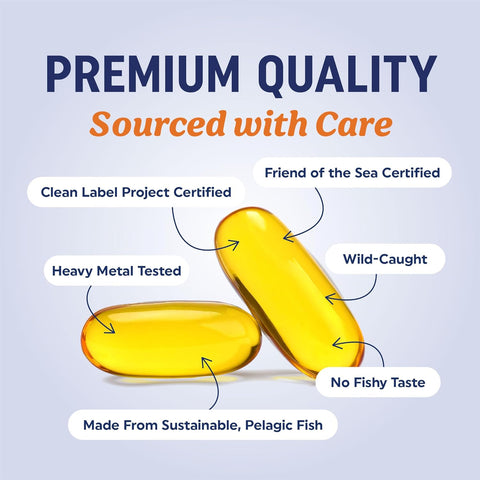 Triple Strength Omega 3 Fish Oil 3600 mg, EPA & DHA, Over 2100mg Omega-3