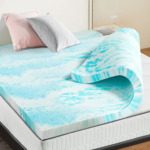 OLIXIS 2 Inch Full Cooling Gel Infused Memory Foam Mattress Topper, Bed Pad