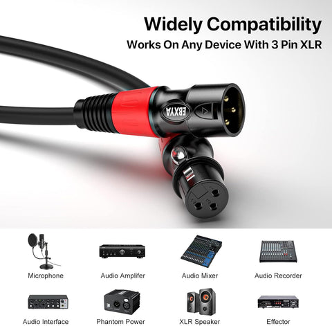 EBXYA 1.5ft XLR Cables 6-Pack - Male to Female Microphone Cable