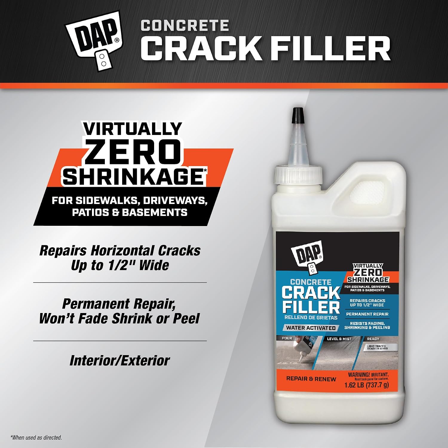 DAP Concrete Crack Filler, Gray, 1.62 lb (7079860500)