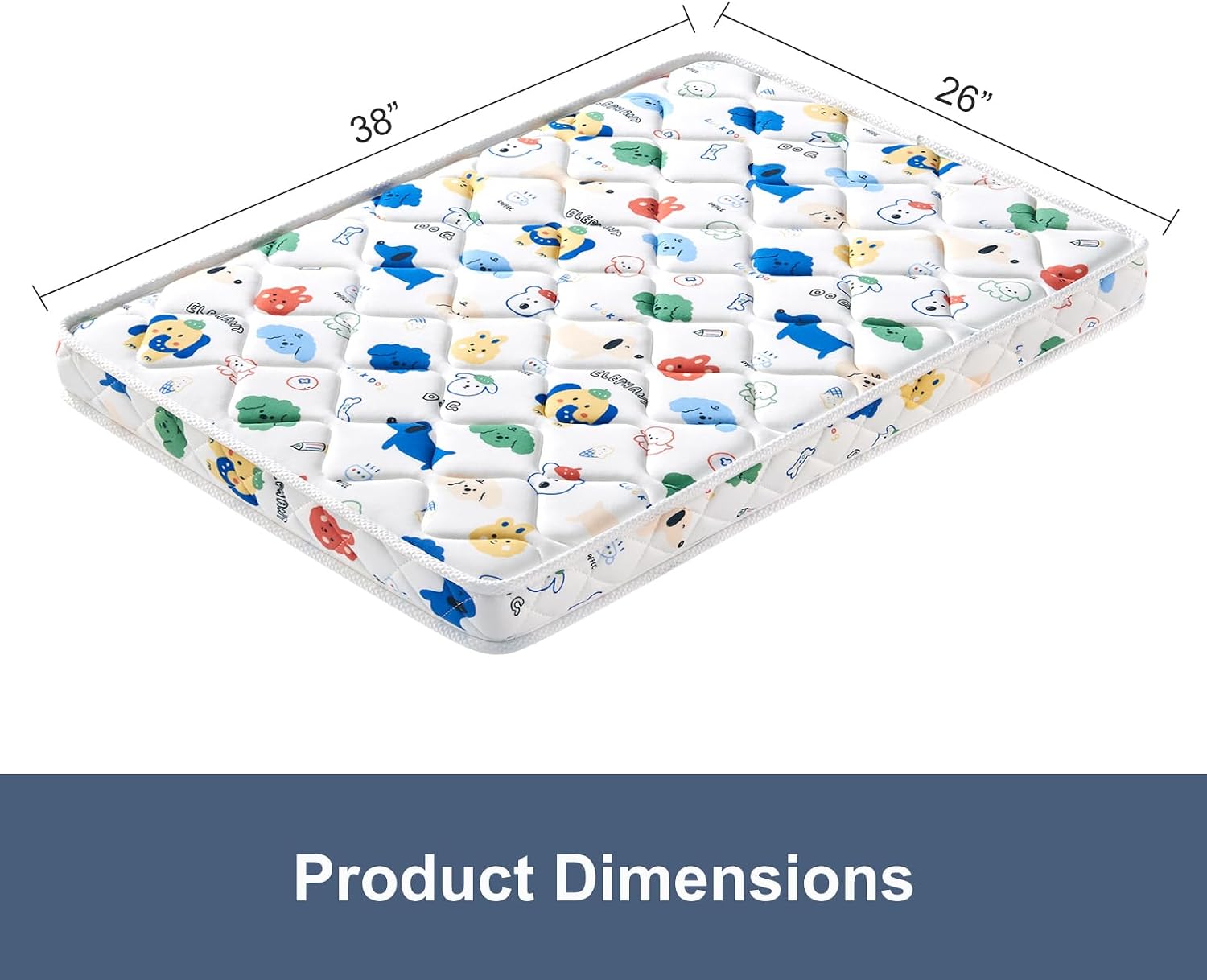 Pack and Play Mattress - 38" x 26"- Premium Cotton Fabric Safety Reinforced Play Yard Mattress - Fits for Graco & Baby Trend & Pamo Babe Playard, Firm Support and Comfort Foam