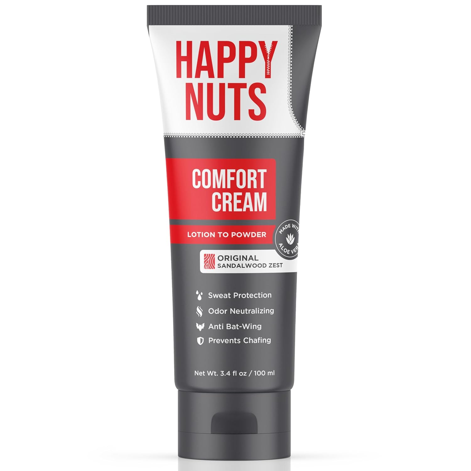 HAPPY NUTS Comfort Cream Deodorant For Men: Anti-Chafing Sweat Defense, Odor Control, Aluminum-Free, Travel Essential, Mens Deodorant & Hygiene Products for Men's Private Parts 3.4 Fl Oz - Original