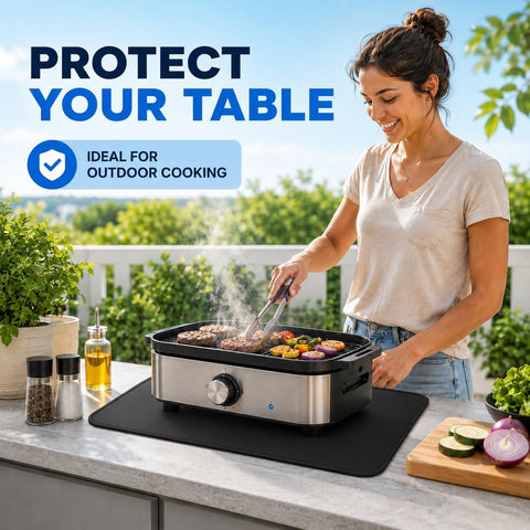 Heat Resistant Grill Mat for Countertop, 16 x 24 inch Waterproof BBQ Mat for Table and Countertop Protection, Fits Blackstone, Ninja, Gas Grills
