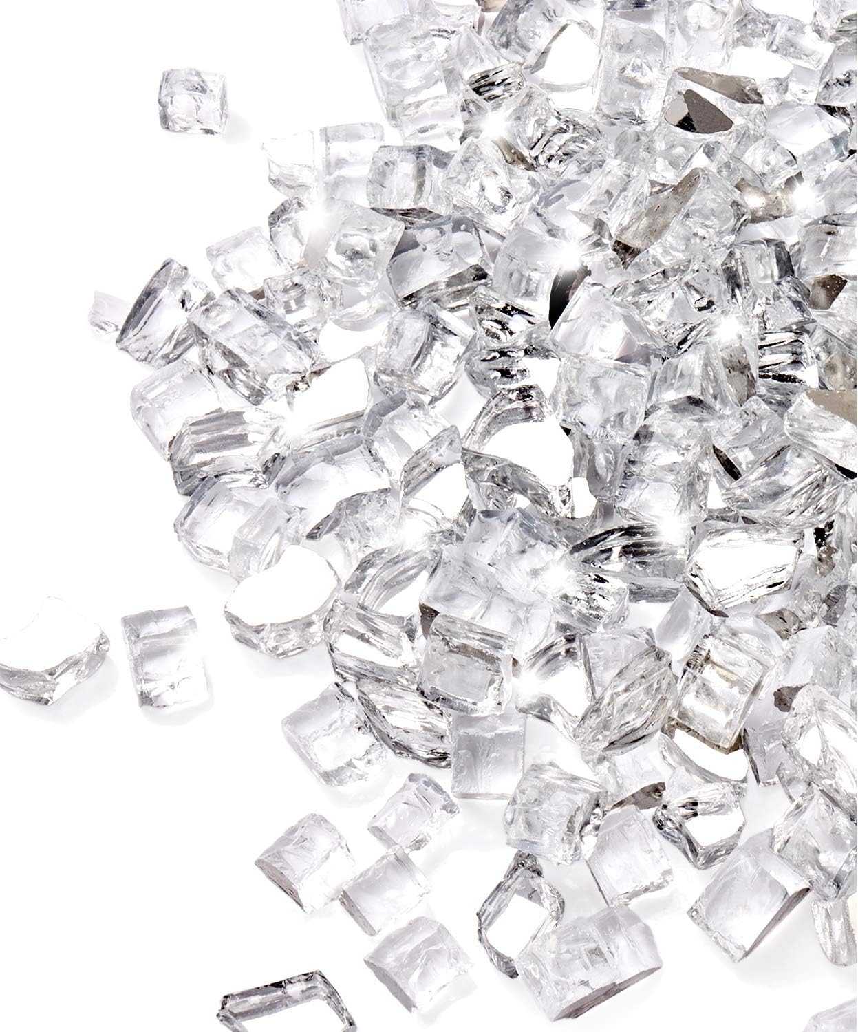 GASPRO 10 lbs Clear Fire Glass for Fire Pit Table, Reflective Gas Fireplace Glass Rocks, Gorgeous, 1/2 Inch