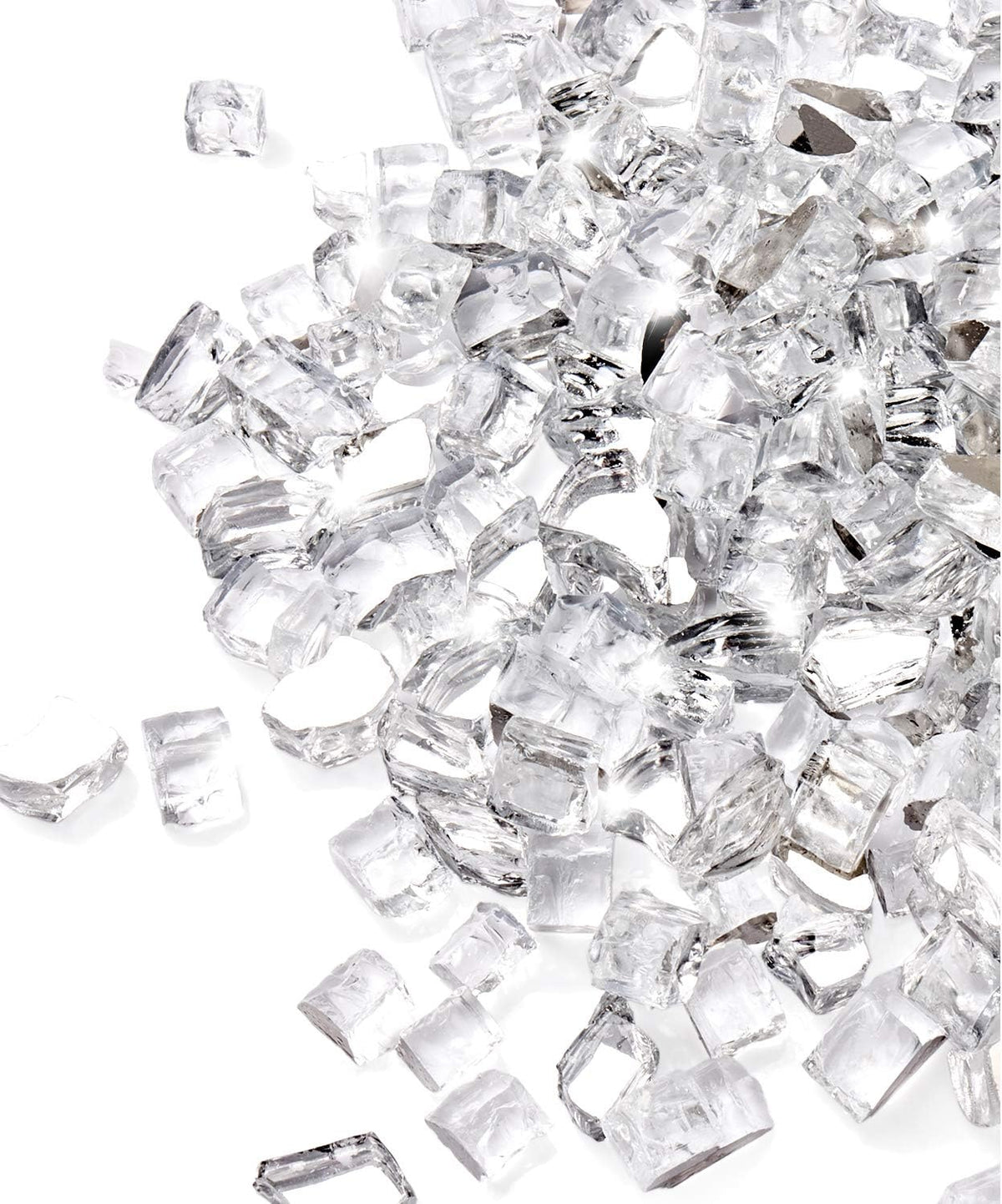GASPRO 10 lbs Clear Fire Glass for Fire Pit Table, Reflective Gas Fireplace Glass Rocks, Gorgeous, 1/2 Inch