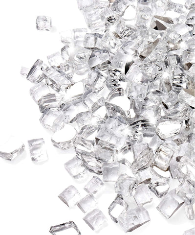 GASPRO 10 lbs Clear Fire Glass for Fire Pit Table, Reflective Gas Fireplace Glass Rocks, Gorgeous, 1/2 Inch