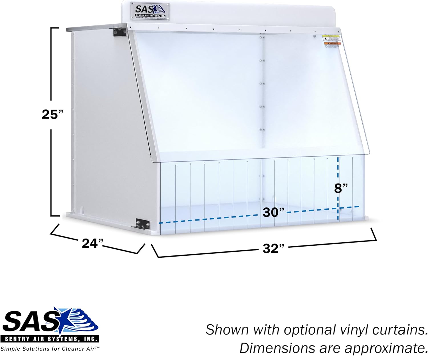 30” Wide Ducted Fume Hood, Exhaust Hood for Laboratory Fume Control, Chemical Fumes, Pharmaceutical Compounding, 3D Printing, and other Fumes/Odors
