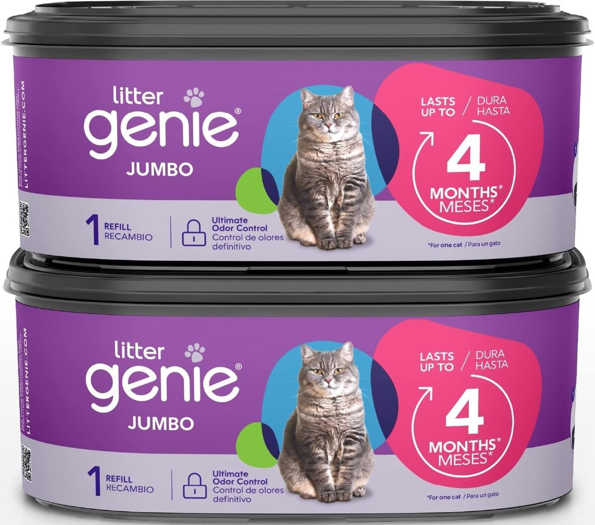 Litter Genie Jumbo Refill Bags, 2-Pack, 56 ft of Continuous Film