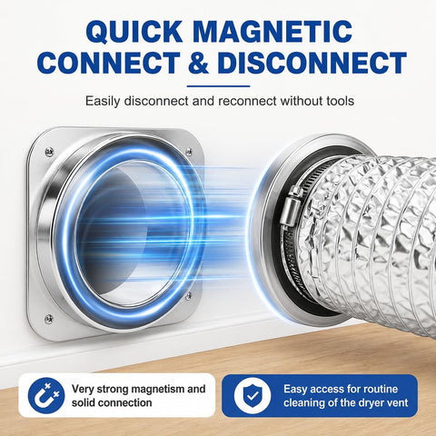 Magnetic Dryer Vent Connector Kit, Upgraded Hold, 4-Inch, 3.3FT Hose
