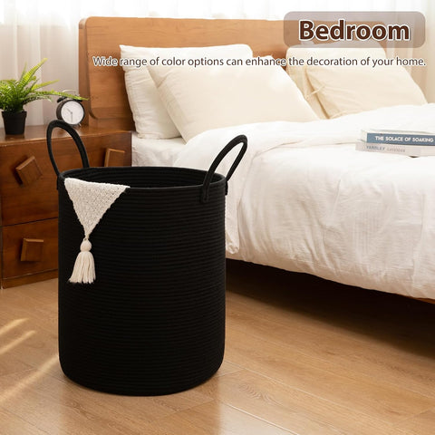 OIAHOMY 80L Nursery Hamper Laundry Basket Laundry Hamper Black
