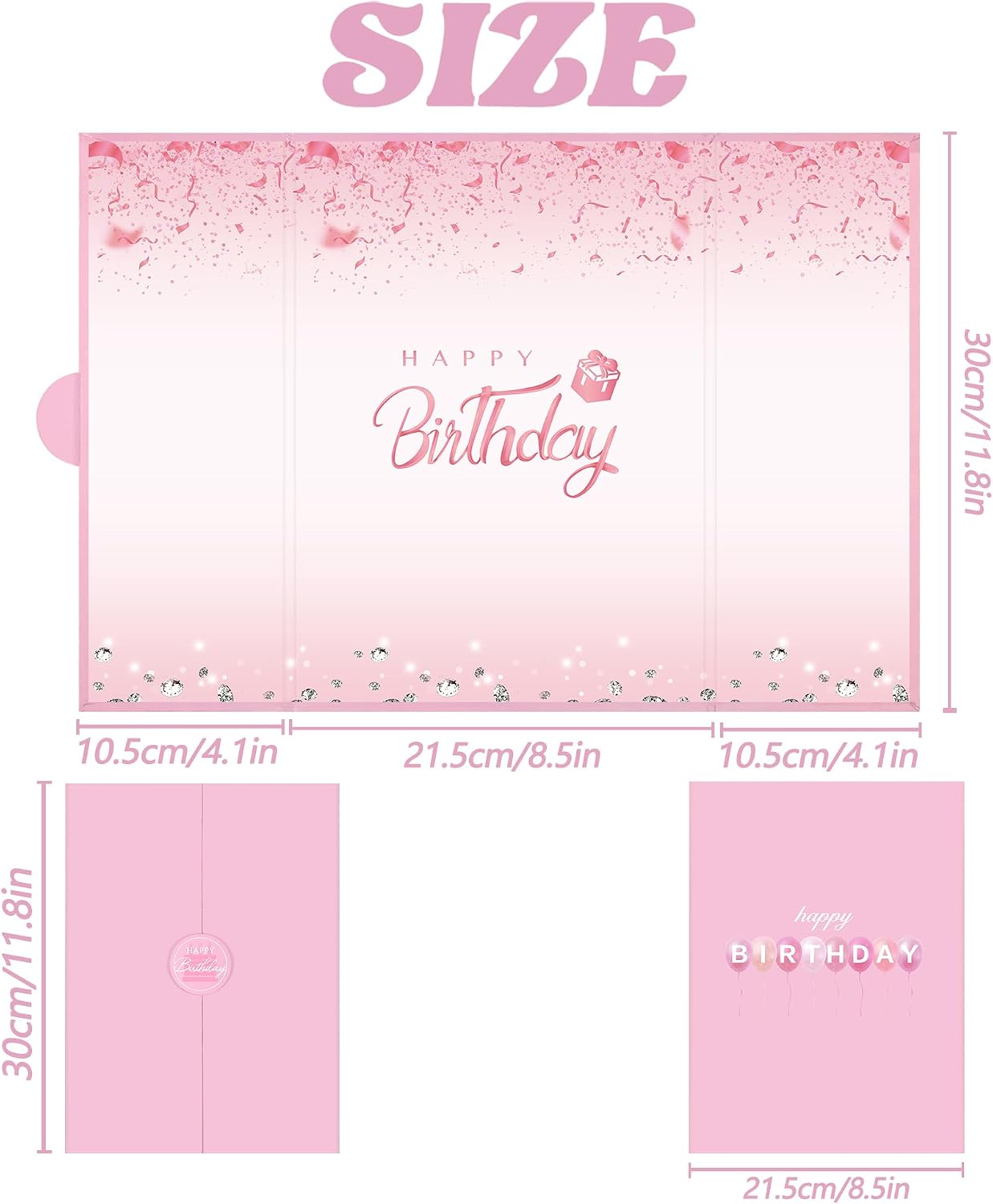 Crenics Pink Happy Birthday Guest Signature Book Alternative 18" x 12"