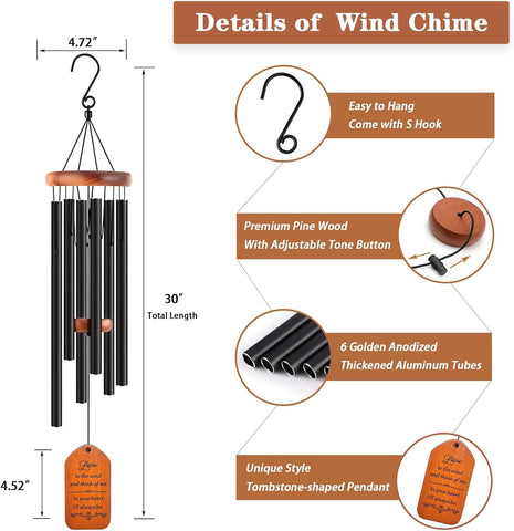 Memorial Wind Chimes for Loss of Loved One, Condolence Gift Basket for Loss