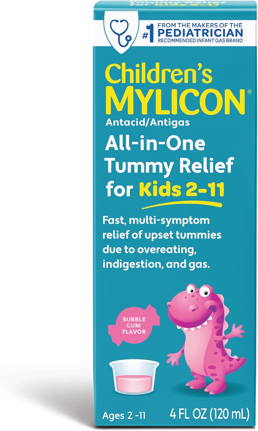 Children's Mylicon All-in-One Tummy Relief Liquid For Indigestion for Kids, Bubble Gum Flavor, 4oz