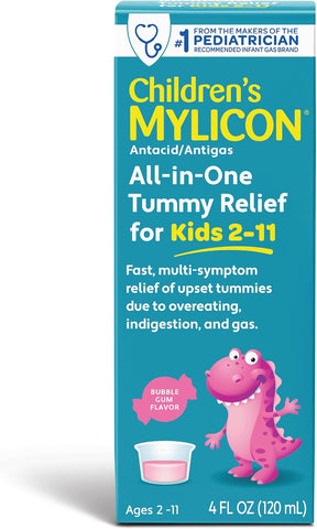 Children's Mylicon All-in-One Tummy Relief Liquid For Indigestion for Kids, Bubble Gum Flavor, 4oz