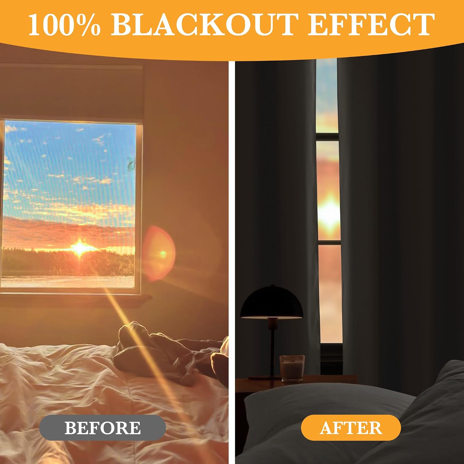 RYB HOME 100% Blackout Curtains 84 inches Long for Bedroom Living Room