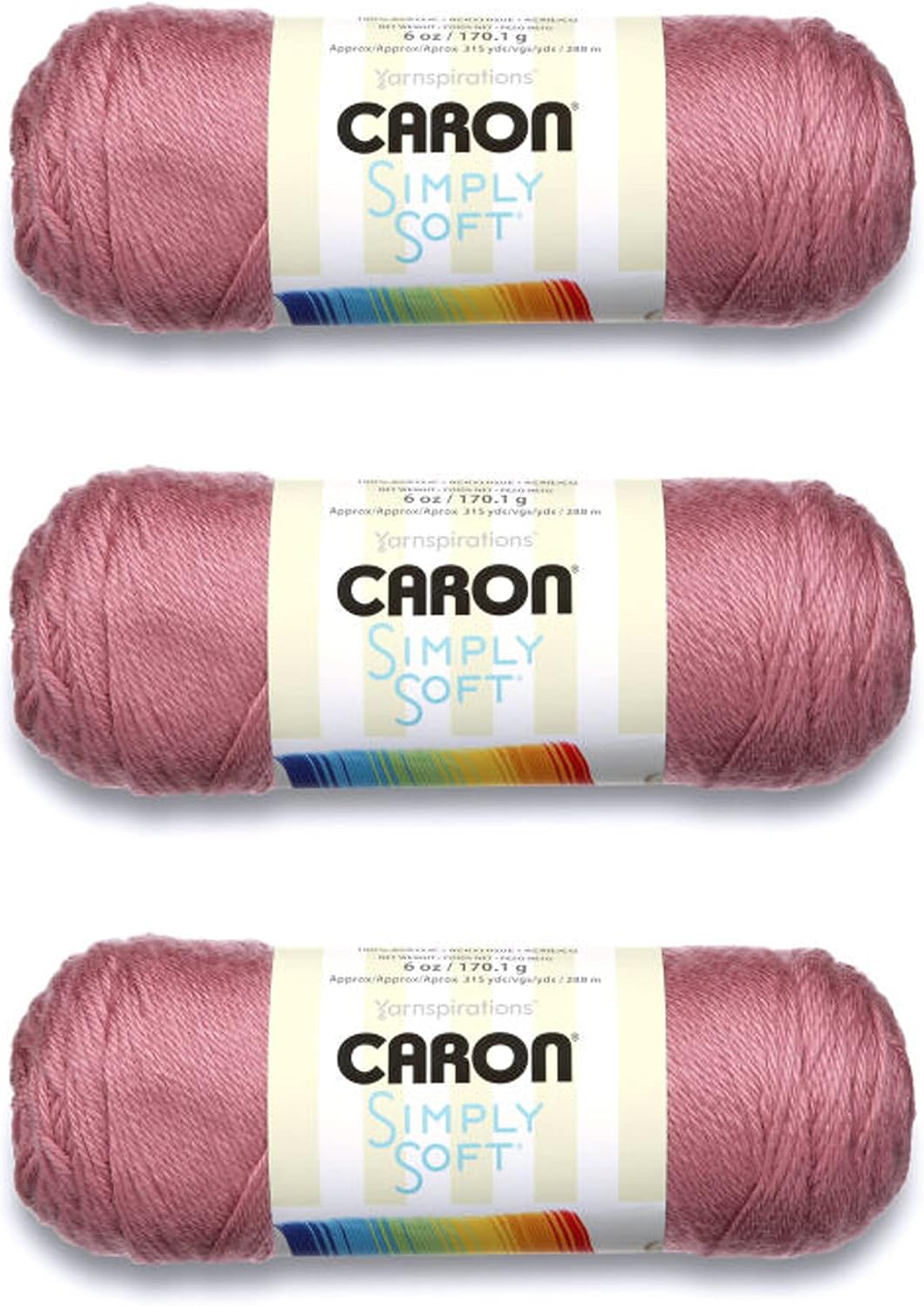 Caron Simply Soft Yarn for Crocheting & Knitting, Plum Wine, 3-Pack