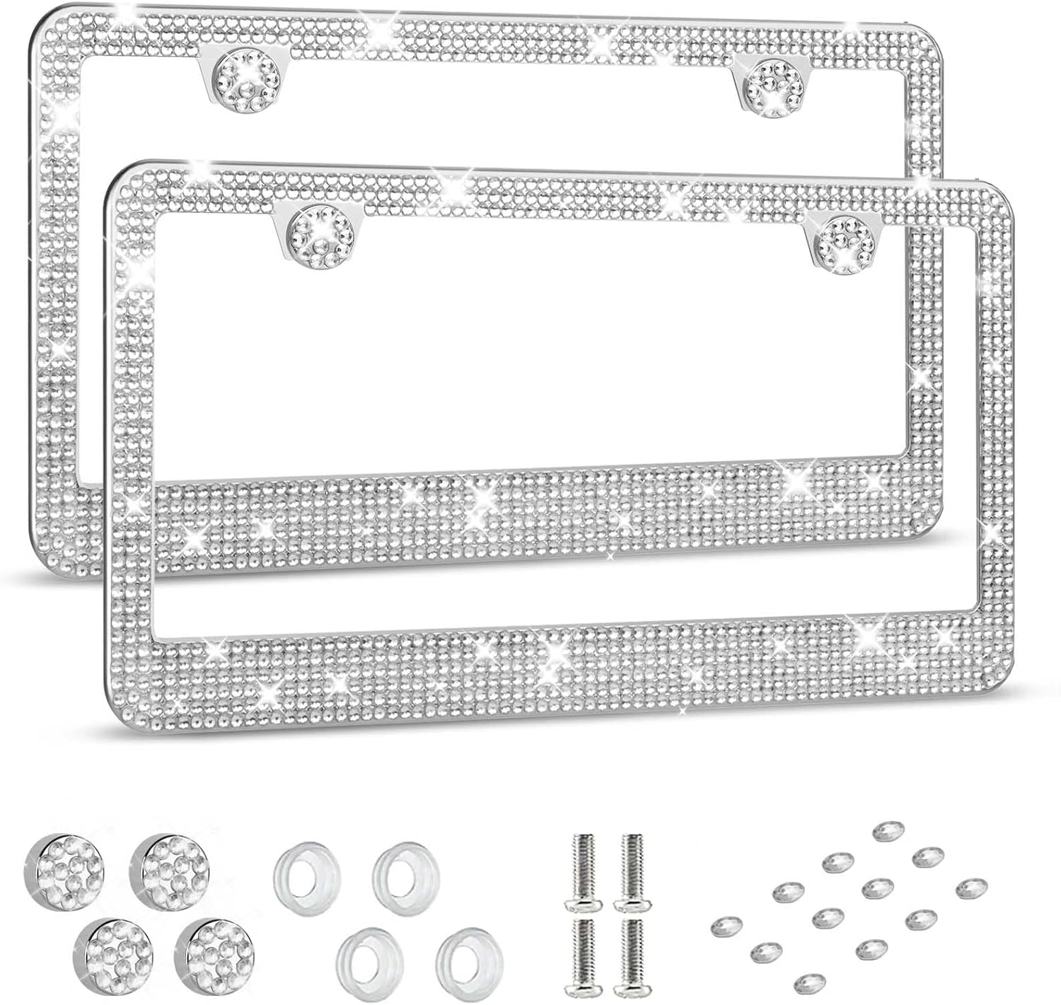HOTOR License Plate Frame - Lastingly Bling and Sparkly Car Bracket Holder